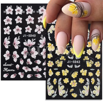 Nail Stickers Ins Spring Relief 3D Kapok Osmanthus Camellia