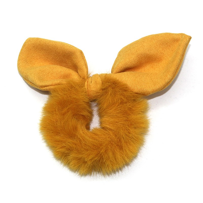 Winter Rabbit Hair Scrunchie Plush Bunny Ear Elastic Hair Ro