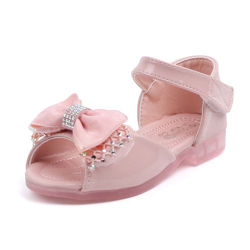 Girls Glitter Bowknot Princess Fishmouth Sandals with Patent