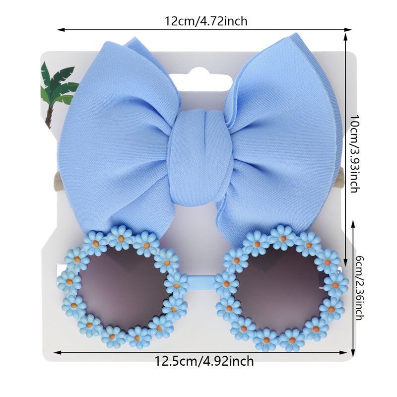 Kids Sunglasses Bow Headband Set Baby Daisy UV Protection To