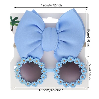 Kids Sunglasses Bow Headband Set Baby Daisy UV Protection To