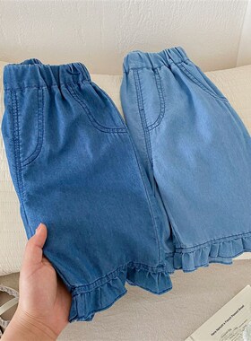 Girls Solid Color Wide Leg Pants 05 Years Summer Huzhou Zhil