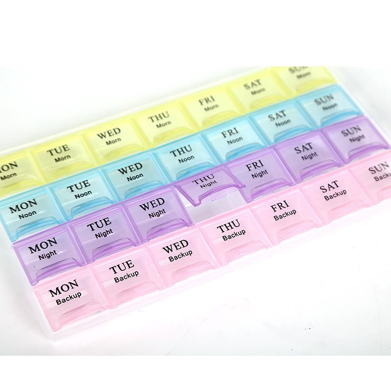 28grid Plastic Pill Organizer Portable Weekly Pill Box with