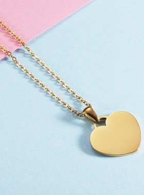 Stainless Steel DIY Heart Pendant Necklace Minimalist Couple