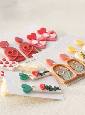 Red Valentines Day Heartshaped Romantic Rose Clay Handmade P