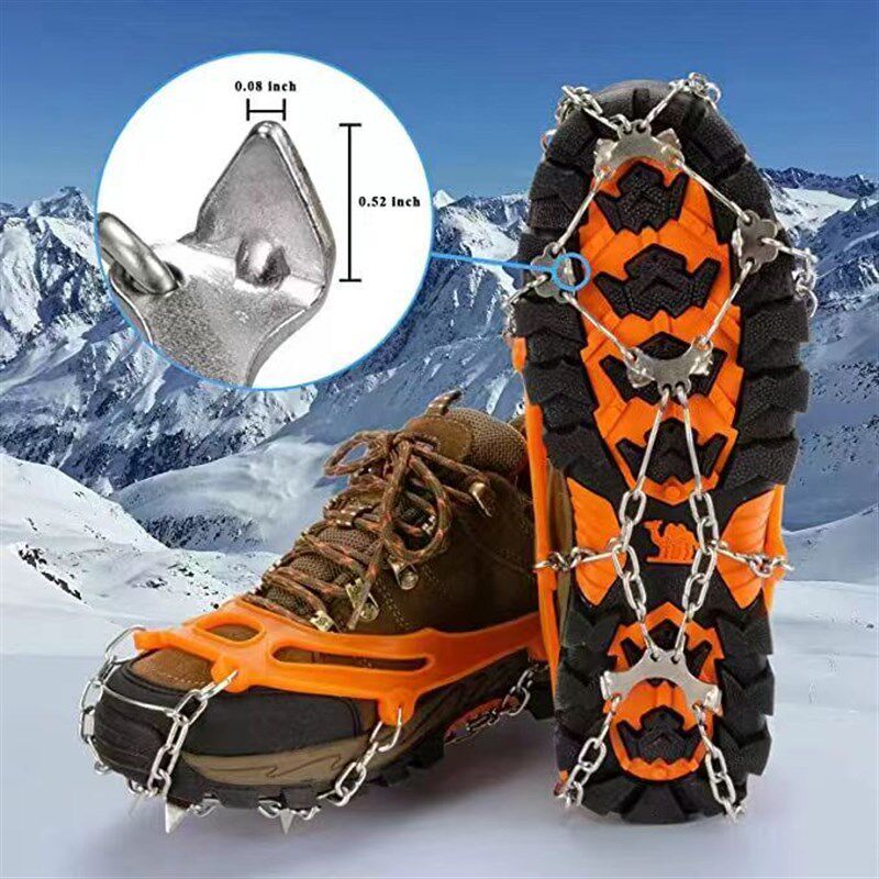 Outdoor 810Tooth Ice Claws AntiSlip Shoe Covers wSpike Chain
