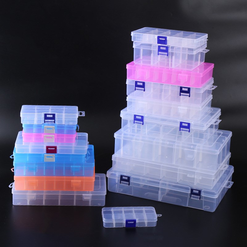 98N Detachable Grid Transparent Plastic Box Jewelry Bead Box
