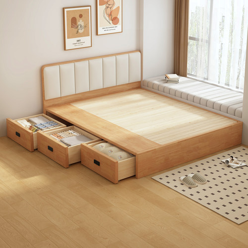 支持定制⭐超薄床头齐边储物床