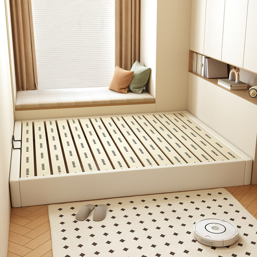 全实木无床头落地榻榻米地台床1.5米小户型静音排骨架可任意定制