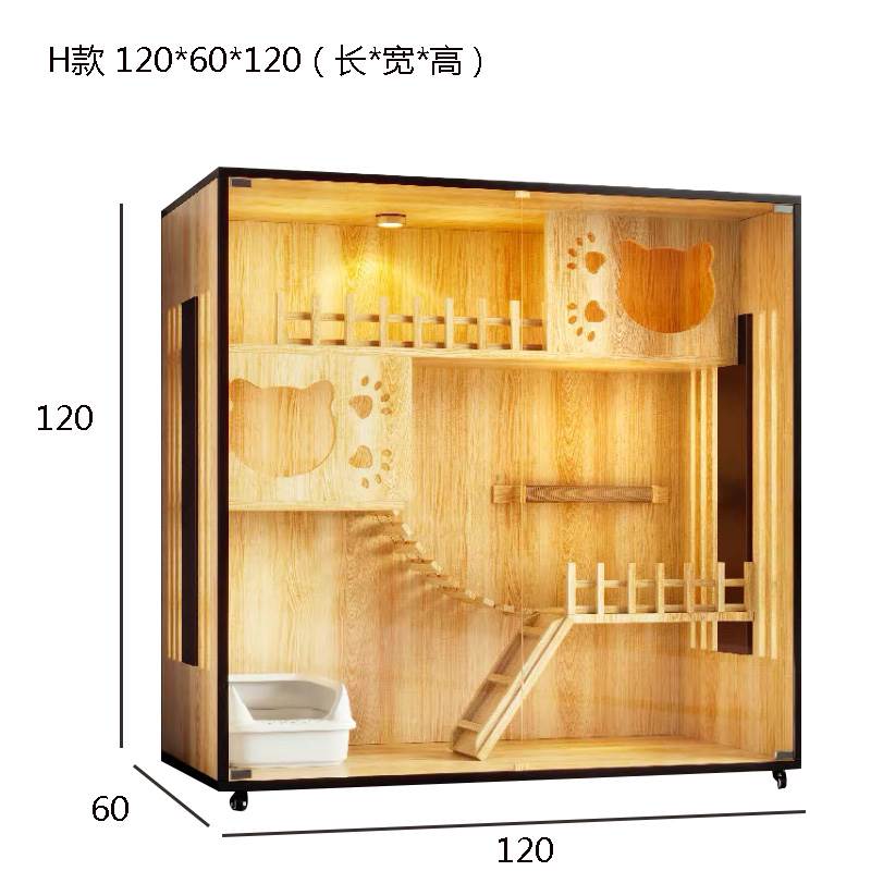 高档猫别墅实木家用猫柜子猫笼防水猫窝室内猫笼子大猫咪房子猫屋