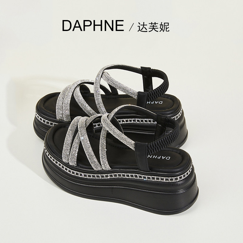 daphne达芙妮 小个子网红穿搭~可爱罗马鞋女配裙子防滑厚底凉鞋女
