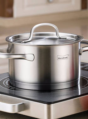 Momscook德国工艺304不锈钢小火锅复底锅浅烧锅小炖锅18CM