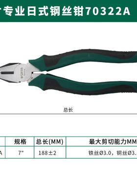 世达工业级钢丝钳6/8寸老虎钳德国进口省力断线钳子虎口钳70303A7