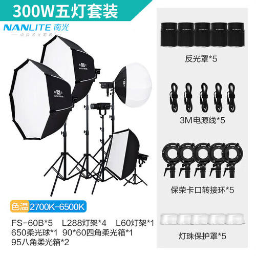 Nanlite南光FS-60b双色温补光灯LED摄影灯聚光常亮灯服装美食珠宝