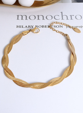 英国chrry koop麻花钛钢手链交叉缠绕欧美风choker个性设计璀璨