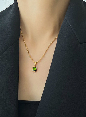 英国chrry koop潮人简约祖母绿吊坠项链女小众设计轻奢高级感