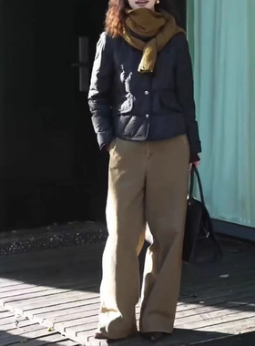 英国chrry koop冬季新款简约短款棉服外套休闲阔腿裤洋气女