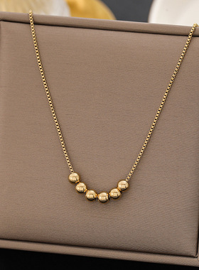 英国chrry koop新款六福临门钛钢项链女18k金百搭感不掉色串珠