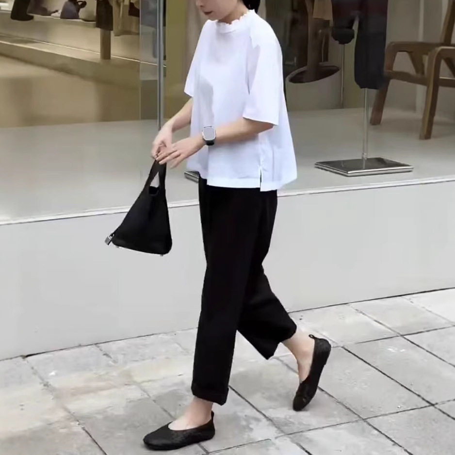 英国chrry koop夏季新款简约通勤质感宽松上衣休闲九分裤女