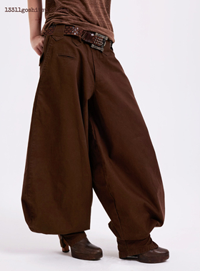 13311弯刀裤美式复古简约高级感痞帅宽松阔腿裤女新品休闲长裤