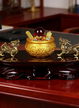 黄铜聚宝盆摆件家用客厅财位聚财旺宅办公室招财风水工艺品