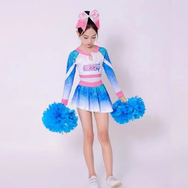 儿童啦啦操演出服长袖女童拉拉队比赛服中小学生运动会团体操服装