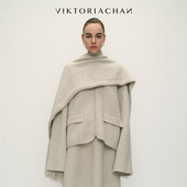 圆领休闲落肩拉链开衫 VIKTORIACHAN25 26秋冬成衣系列新品 外套