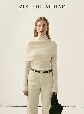 VIKTORIACHAN22/23秋冬成衣系列 套头式高领短披肩针织长袖两件套
