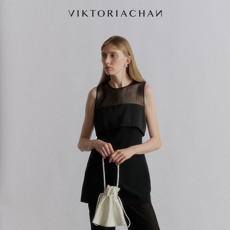 VIKTORIACHAN春夏新款成衣系列 网纱拼接无袖收腰上衣