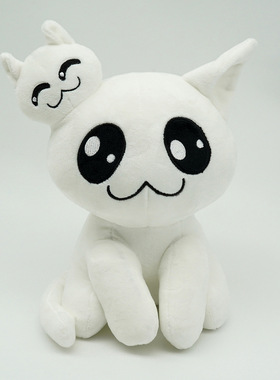 预售跨境新品mewgenics plush喵星人白猫幽灵布偶毛绒玩具公仔