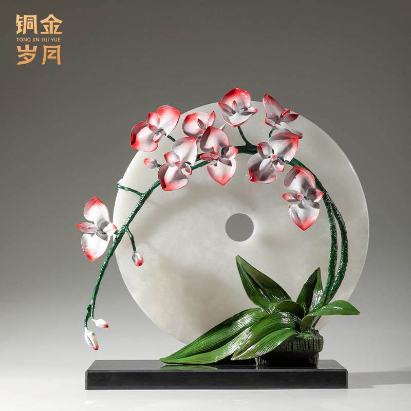 《月润兰馨》铜金岁月兰花全黄铜摆件客厅玄关工艺礼品摆饰新房乔