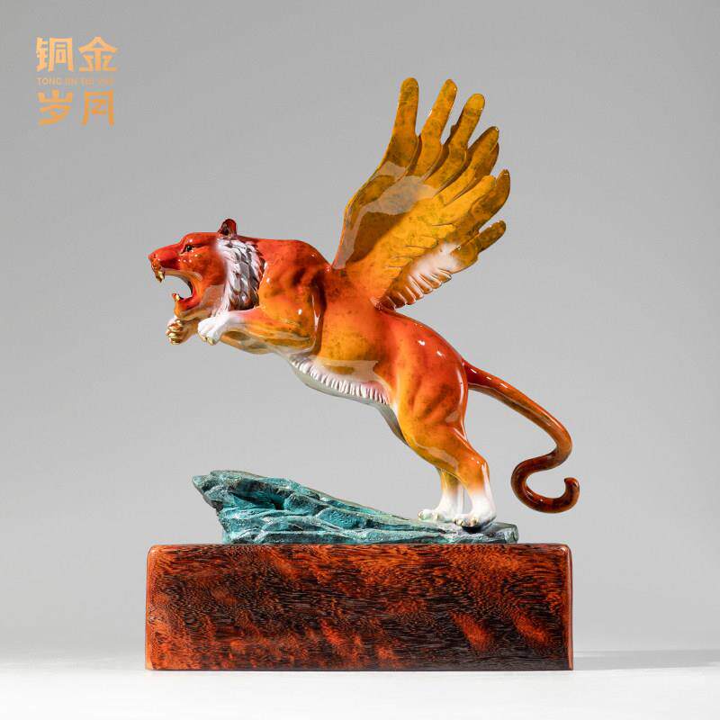 《虎虎生威》铜金岁月老虎黄铜摆件工艺品家居装饰办公室开业礼品