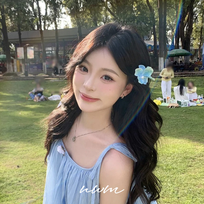 甜美蓝色花朵发夹度假头花发饰女