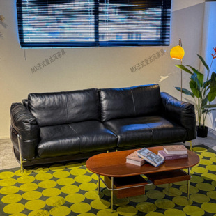 法式复古风2026新款豪斯哈默沙发中古油蜡真沙发设计师款直排沙发