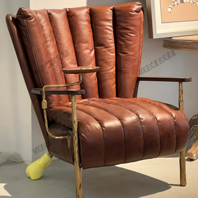 复古风手工锻打贵妃椅中古客厅休闲椅威士忌教父椅铁艺创意单人椅