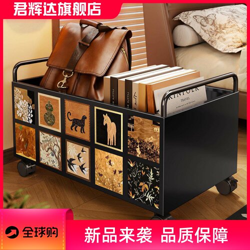 书包置物架学生带滑轮书箱中生放书本小推车桌下可移动装书筐子