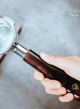 「SANREMO咖啡机用萃取周边」WOWA原创黑檀/拼花压粉布粉无底手柄