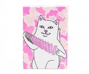 野猪校长美国进口粉色中指猫方丹Fontaine魔术花切收藏扑克纸牌