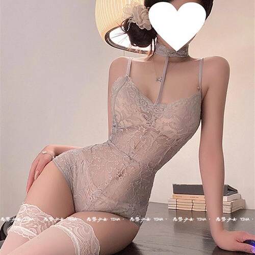 清纯女神*高冷气质挂脖连体衣性感透视薄款套装纯欲吊带露背套装