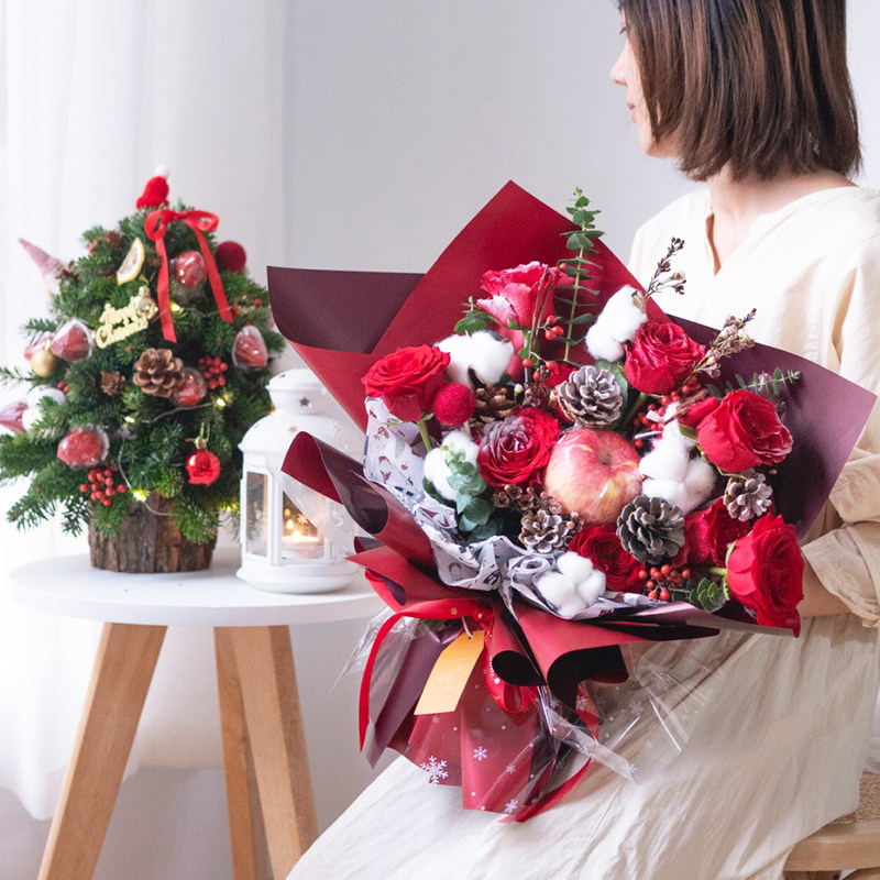 全国圣诞节花束平安夜苹果鲜花速递同城配送女友礼物上海杭州成都