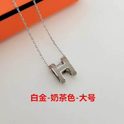 thumbnail for Internet celebrity Hh necklace women's sterling silver 2023 new light luxury enamel letter pendant high-end niche clavicle chain gift