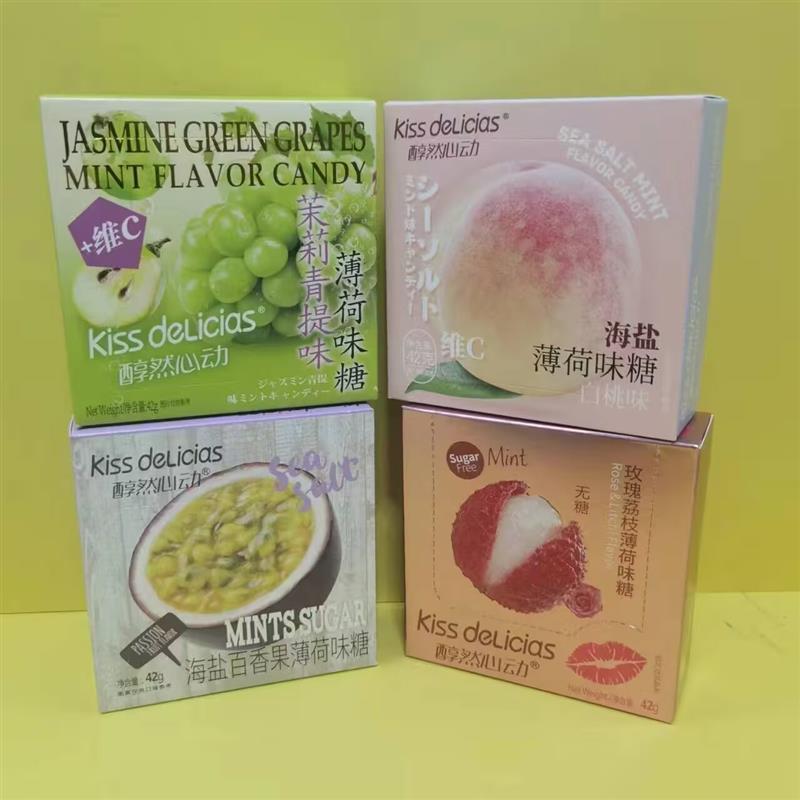 -醇然心动海盐百香果茉莉青提玫瑰荔枝海盐白桃薄荷味糖休闲零食