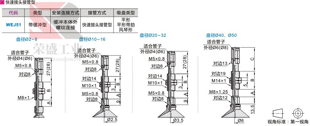 怡合达吸盘WEJ51d2WEM11K254 WEJ51d4d6d8WEM12K256