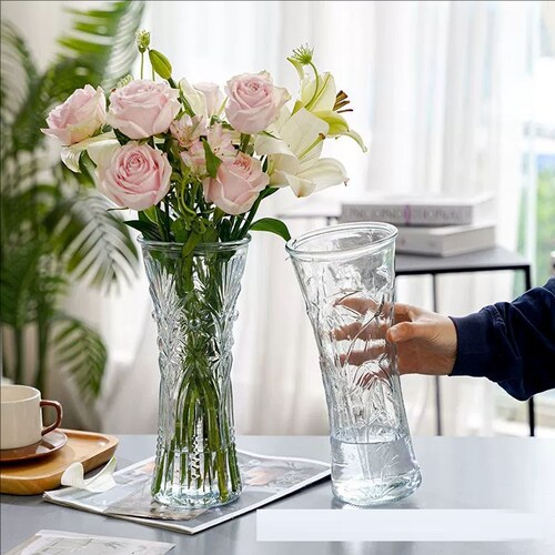 富贵竹落地大花瓶简约玻璃花瓶透明水养北欧创意插花家用客厅摆件