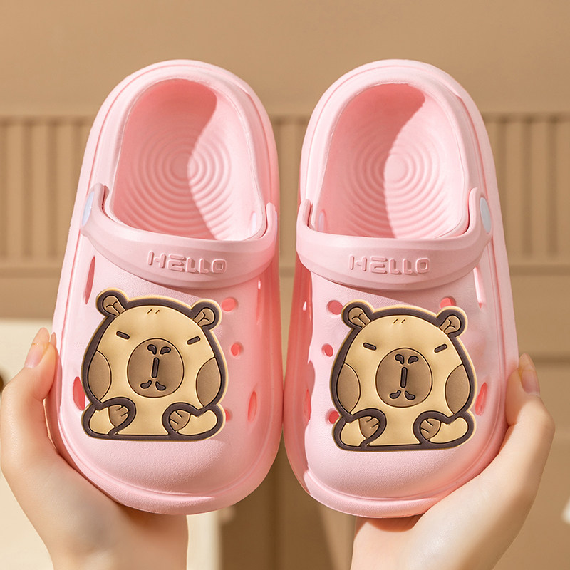 卡皮巴拉儿童洞洞鞋男童女孩夏季室内软底洗澡防滑卡通外穿凉拖鞋