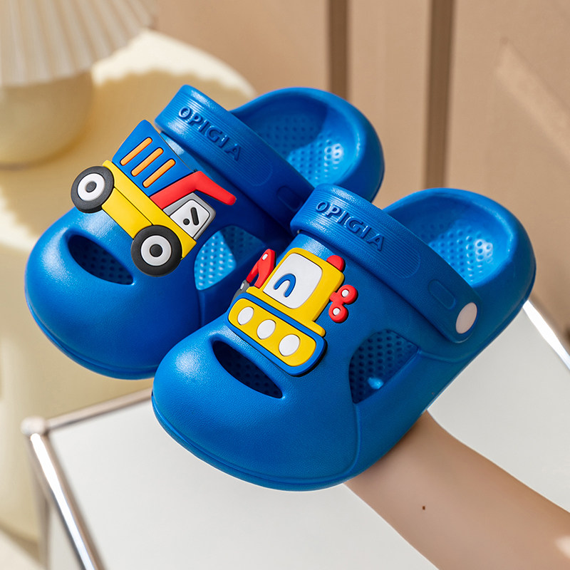 包头防撞挖掘机儿童拖鞋男童夏季室内家用防滑软底宝宝外穿洞洞鞋
