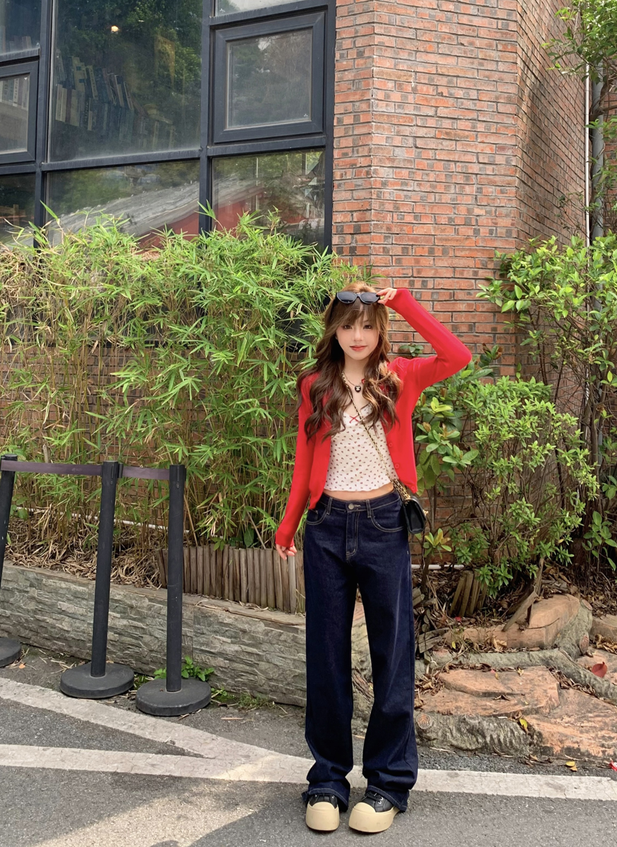 【原色牛仔裤】高腰直筒牛仔裤女