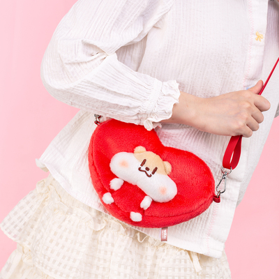 奶茶鼠的想法爱心鼠斜挎包可爱毛绒包女生包包小背包送朋友礼物