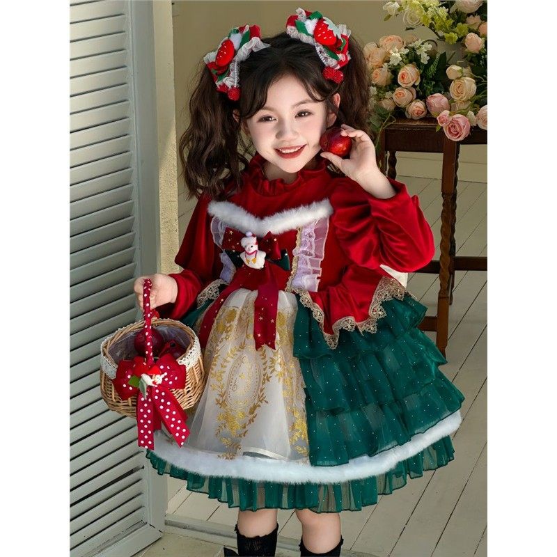 圣诞节衣服儿童装女蓬裙礼