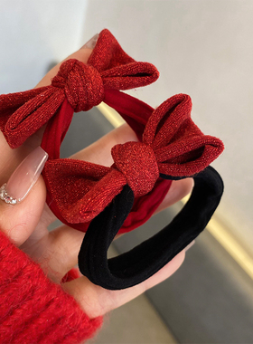 新年喜庆红蝴蝶结头绳儿童发圈不伤发女生双高马尾发绳扎头皮筋